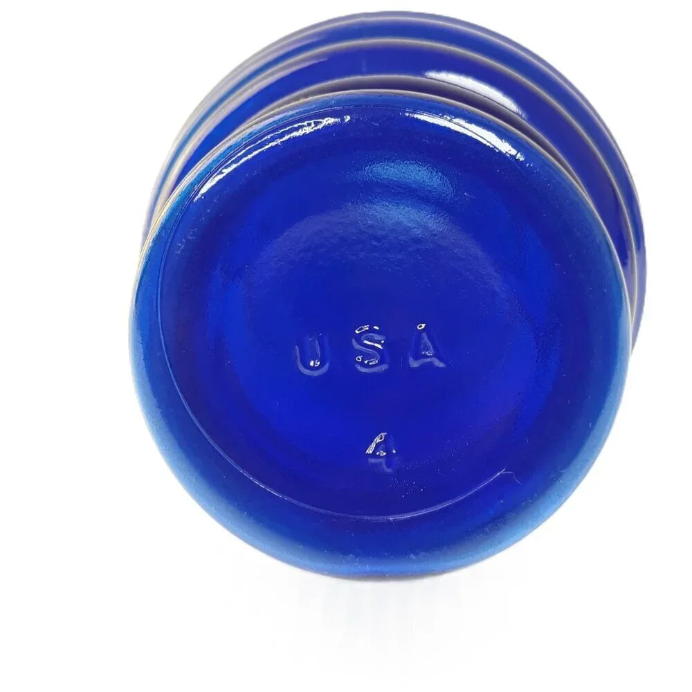 Vintage Cobalt Blue Mid-Century Modern Beehive Ribbed Glass Vase